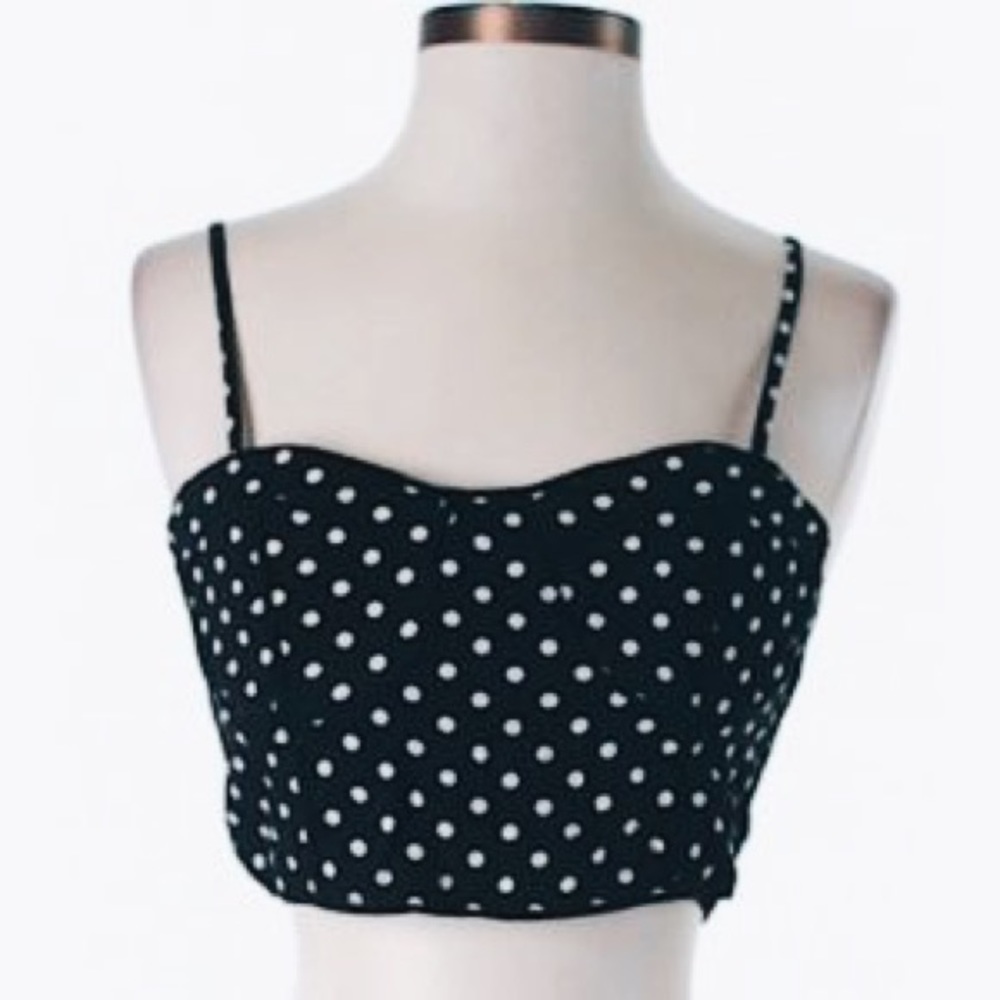black polka dot cropped tank top/bralette